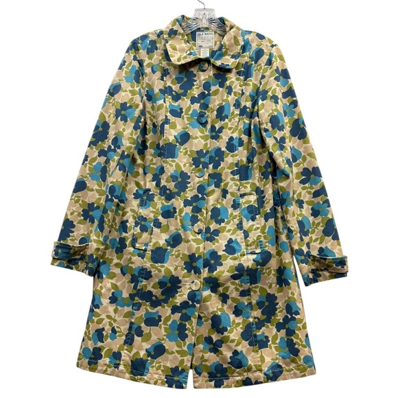 Old Navy Jackets & Blazers - Old Navy Floral Trench Coat - Blue and Green